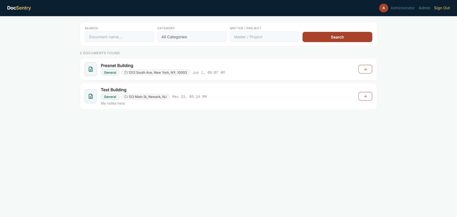 DocSentry user view
